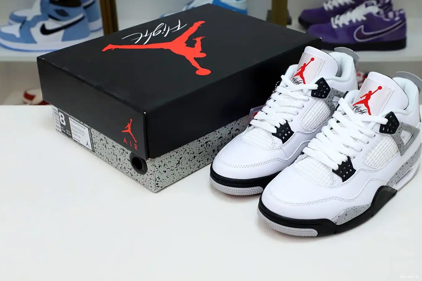 Retro Air Jordan White Kimikick 4 Cement 0315