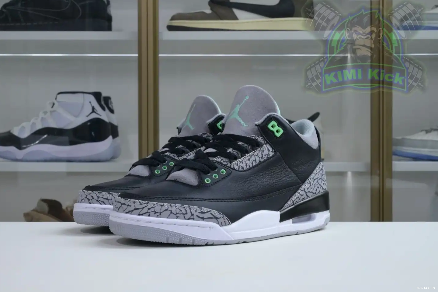 Green Kimikick Glow Jordan Air 3 0320