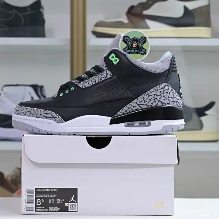 Green Kimikick Glow Jordan Air 3 0320