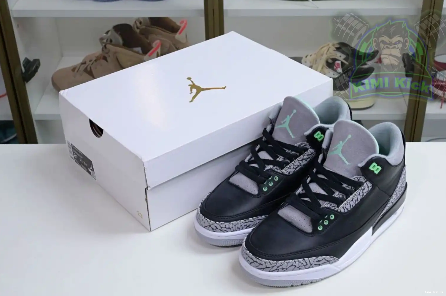 Green Kimikick Glow Jordan Air 3 0320