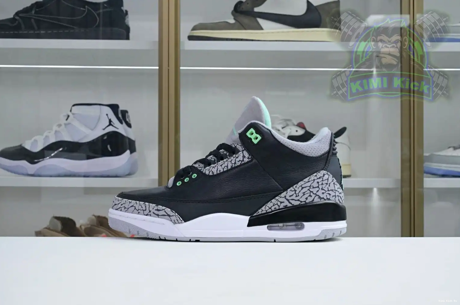 Green Kimikick Glow Jordan Air 3 0320