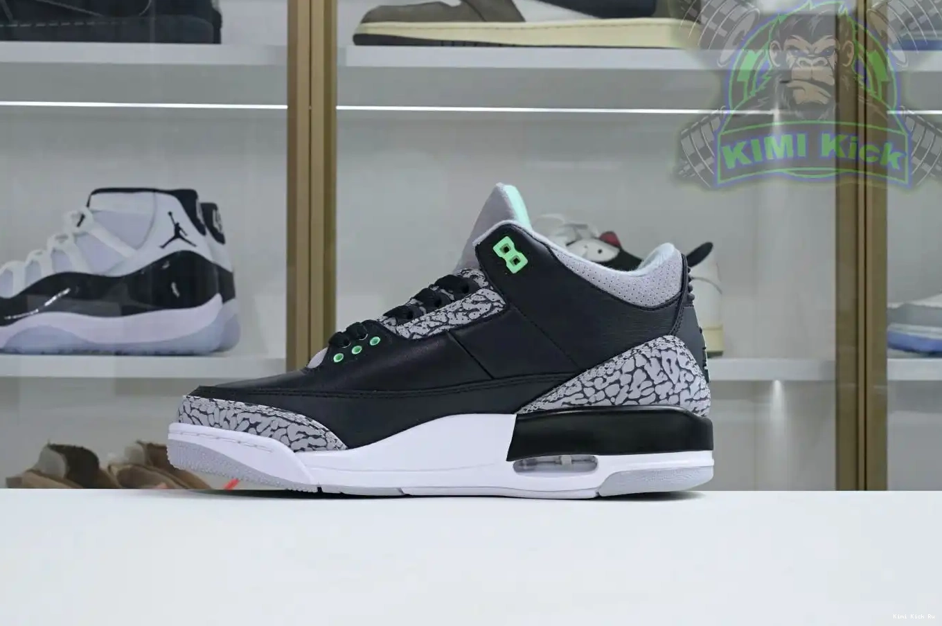 Green Kimikick Glow Jordan Air 3 0320